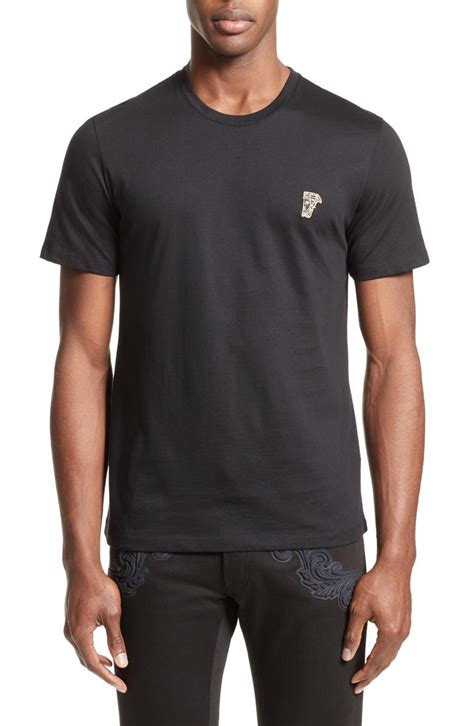 versace collection tee shirt green half medusa|men's Versace t shirt sale.